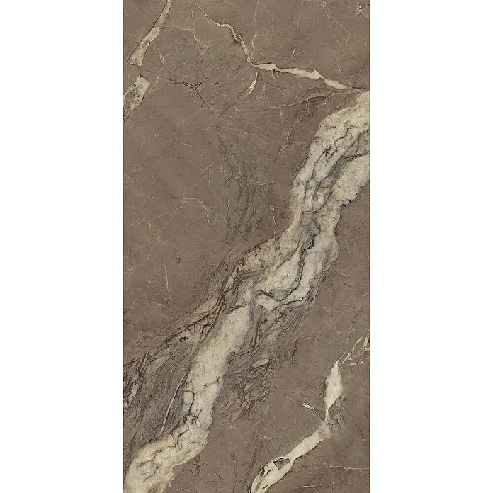 Feinsteinzeugfliese BERRY BROWN – 60 x 120 cm, Marmoroptik, Brillant - 