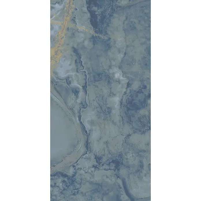 Feinsteinzeugfliese ONI POLISHED BLUE – 60 x 120 cm, Marmoroptik, Brillant - 