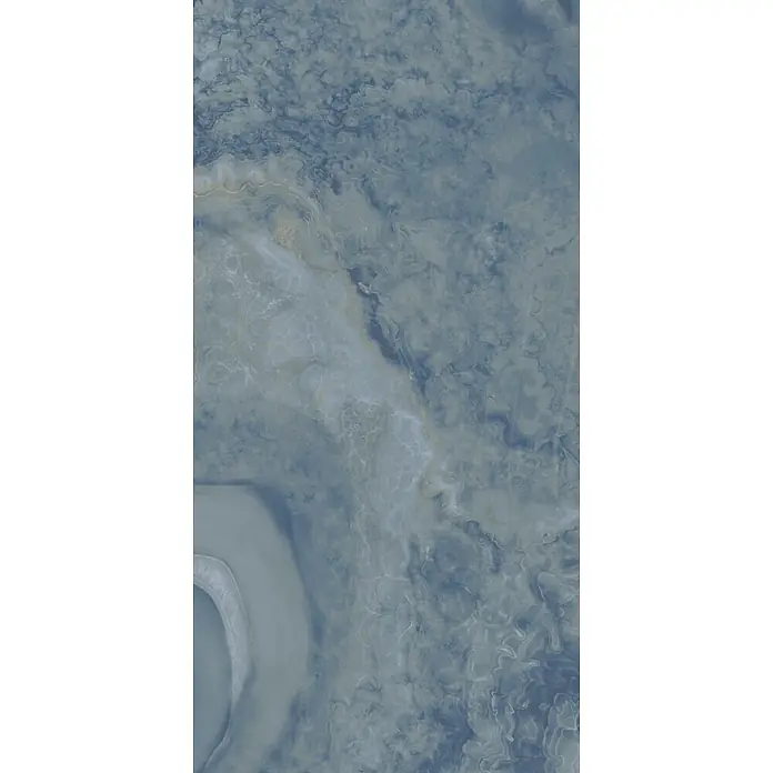 Feinsteinzeugfliese ONI POLISHED BLUE – 60 x 120 cm, Marmoroptik, Brillant - 