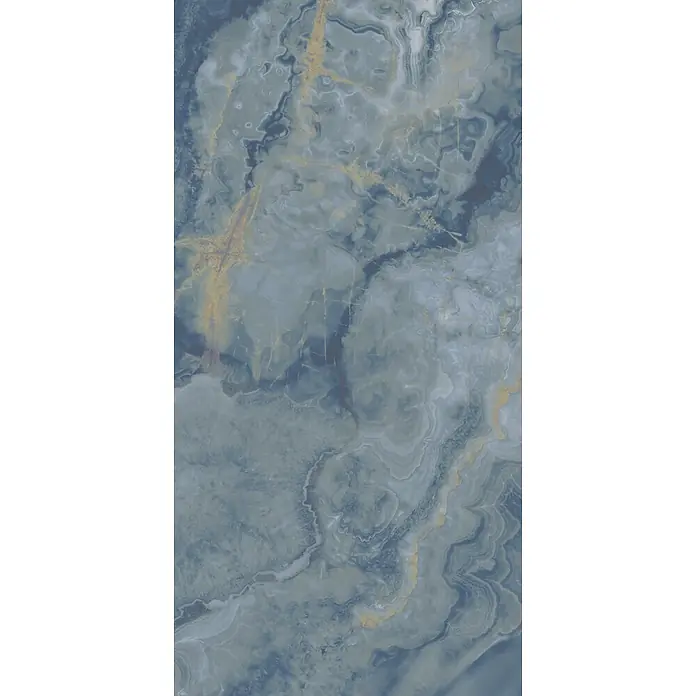 Feinsteinzeugfliese ONI POLISHED BLUE – 60 x 120 cm, Marmoroptik, Brillant - 