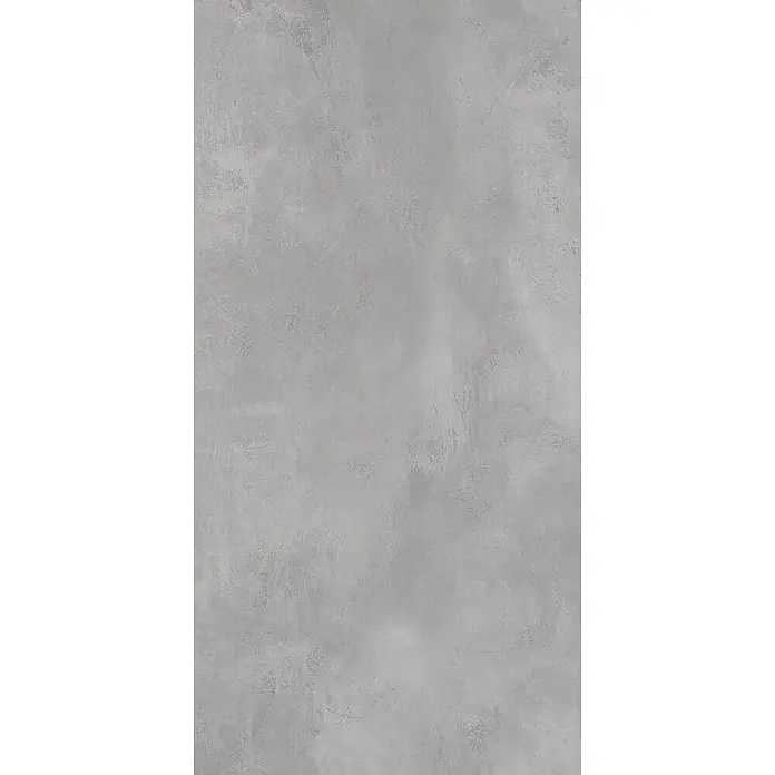 Feinsteinzeugfliese CONCRETE GREY – 60 x 120 cm, Marmoroptik, Brillant -  - Hellgraue Betonoberfläche mit subtilen, unregelmäßigen Mustern und Schattierungen.