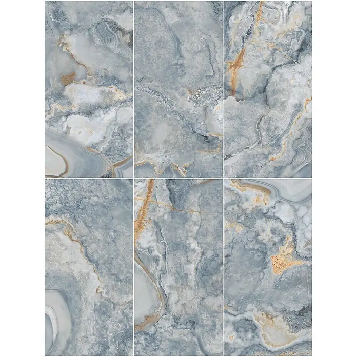 Feinsteinzeugfliese ONYX AGATE BLUE – 60 x 120 cm, Marmoroptik, Brillant - 