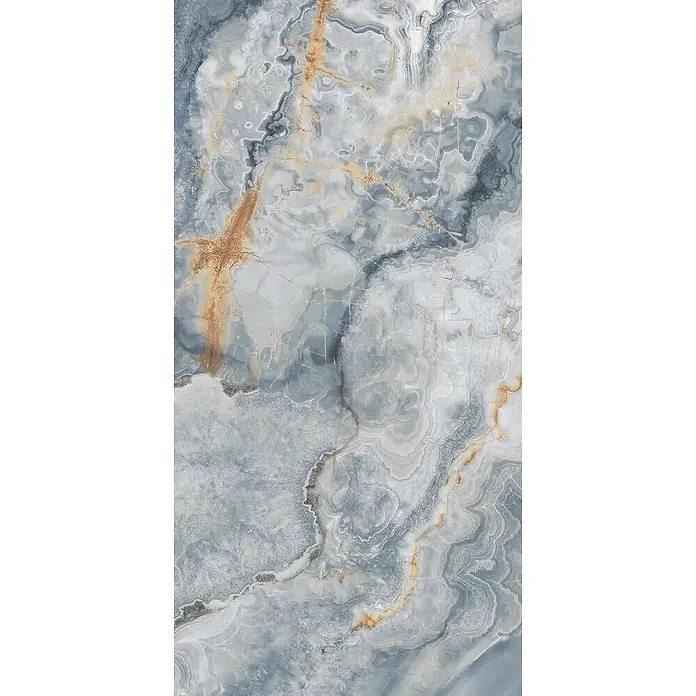 Feinsteinzeugfliese ONYX AGATE BLUE – 60 x 120 cm, Marmoroptik, Brillant - 