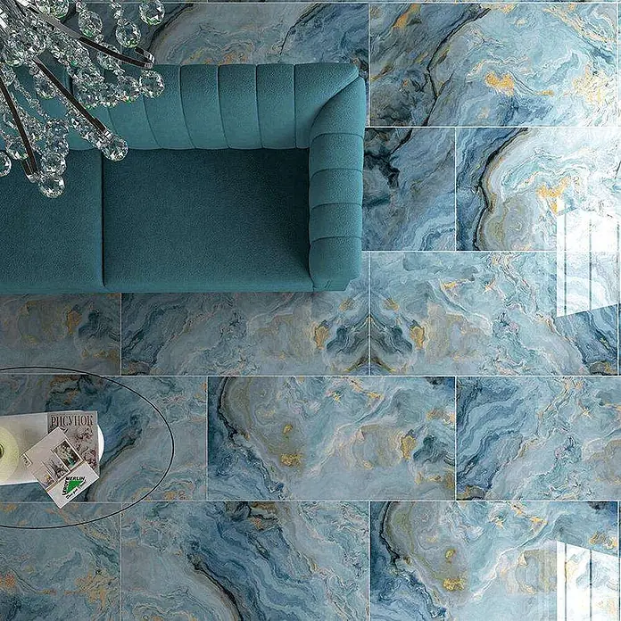 Feinsteinzeugfliese HYPNOS – 60 x 120 cm, Marmoroptik, Brillant - 