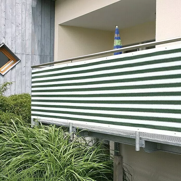 Balkonsichtschutz Meterware - Höhe: 0,9 m, Meterware, Grün/Weiß - Anwendungsbeispiel