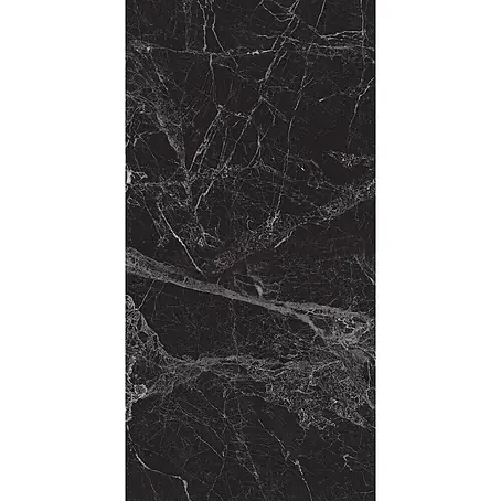 Feinsteinzeugfliese MAJESTIC BLACK – 60 x 120 cm, Marmoroptik, Brillant