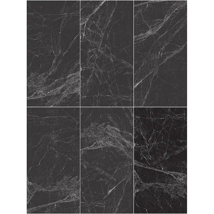 Feinsteinzeugfliese MAJESTIC BLACK – 60 x 120 cm, Marmoroptik, Brillant - 