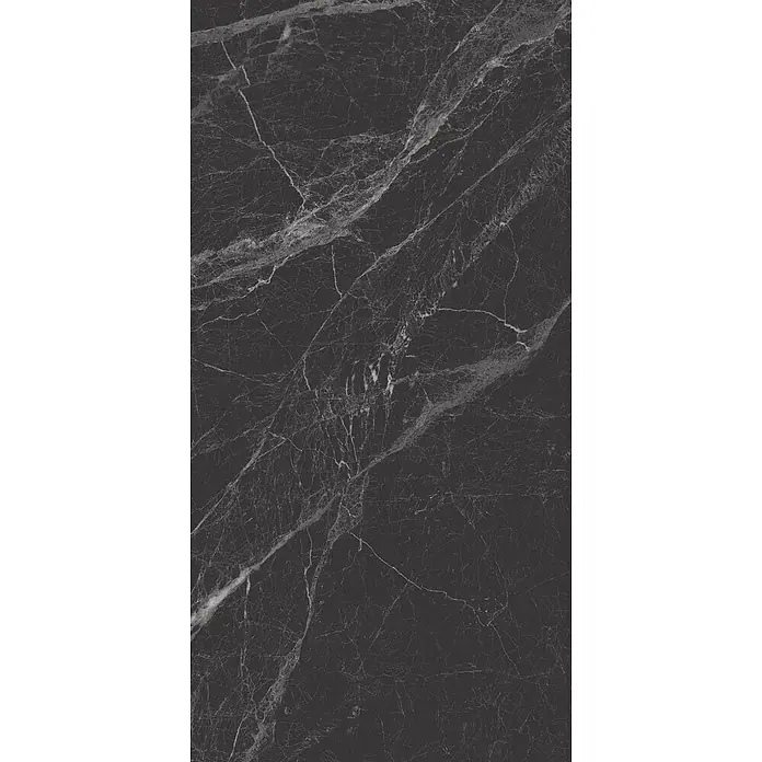 Feinsteinzeugfliese MAJESTIC BLACK – 60 x 120 cm, Marmoroptik, Brillant - 