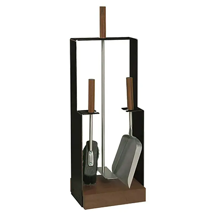 Lienbacher Premium Kamingarnitur - 3 -tlg., Edelstahl, Schwarz, Höhe: 62 cm - Kamingarnitur mit Schaufel, Besen und Ständer für die Aufbewahrung von Kaminwerkzeugen, elegantes und funktionales Design.