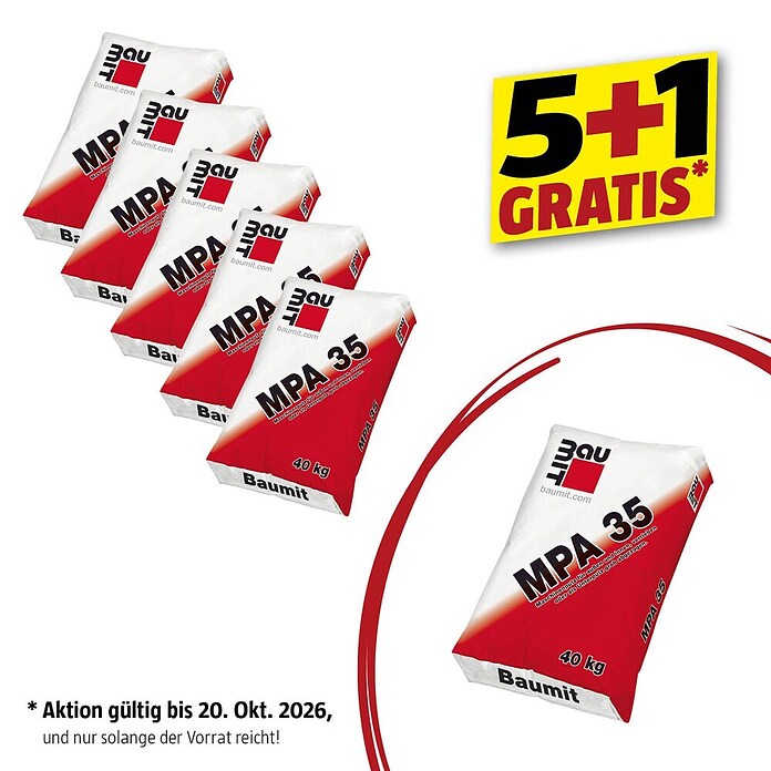 Baumit Kalk-Zement-Maschinenputz MPA35 5 + 1 GRATIS (40 kg, 2 mm) | BAUHAUS
