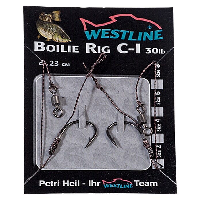 Westline Boilie Rig C-I (Grootte: 2, Met weerhaak, Lengte: 23 cm, 2 stk.)