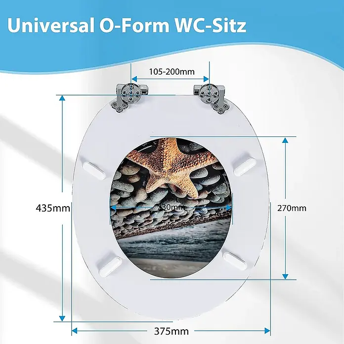 SAINOS WC-Sitz aus MDF, Landschaft, Universal-O-Form, Absenkautomatik - Soft-Close