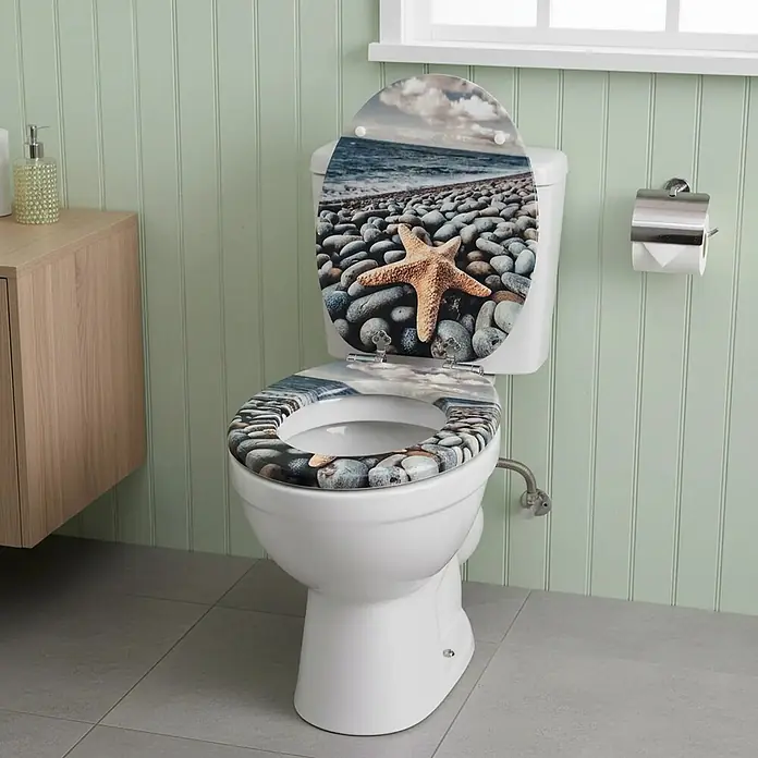 SAINOS WC-Sitz aus MDF, Landschaft, Universal-O-Form, Absenkautomatik - Soft-Close