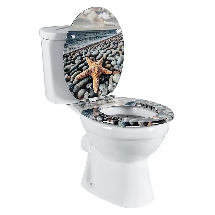 SAINOS WC-Sitz aus MDF, Landschaft, Universal-O-Form, Absenkautomatik - Soft-Close