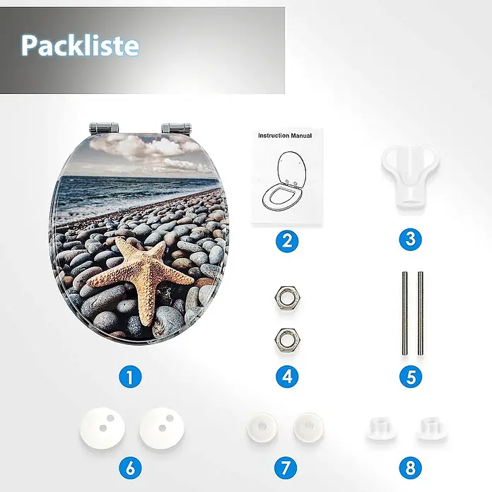 SAINOS WC-Sitz aus MDF, Landschaft, Universal-O-Form, Absenkautomatik - Soft-Close