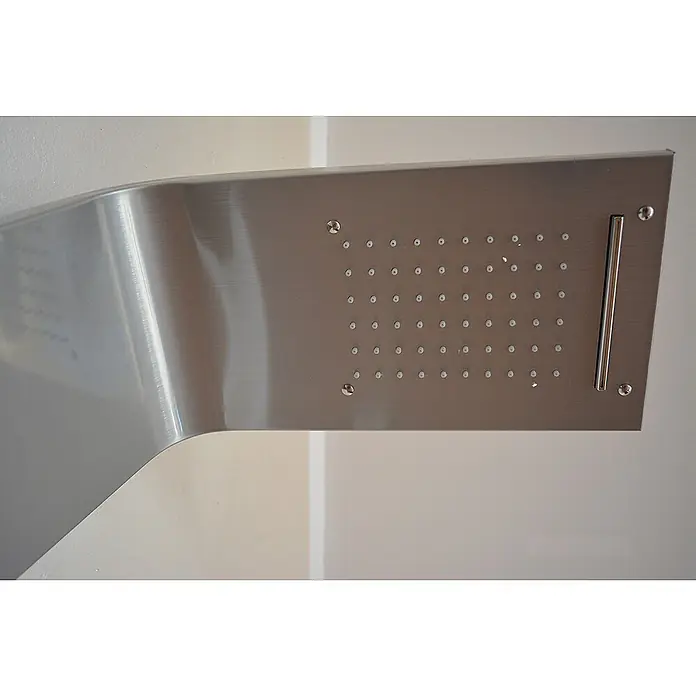 Frascio Fra9010 Duschpaneel Hydromassage Edelstahl 18/10 Satiniert -  - Rechteckiger Duschkopf aus gebürstetem Edelstahl mit mehreren Düsen und vertikaler Akzentleiste.