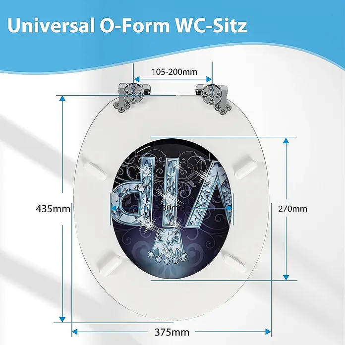 SAINOS WC-Sitz aus MDF, Violett, Universal-O-Form, Absenkautomatik - Soft-Close