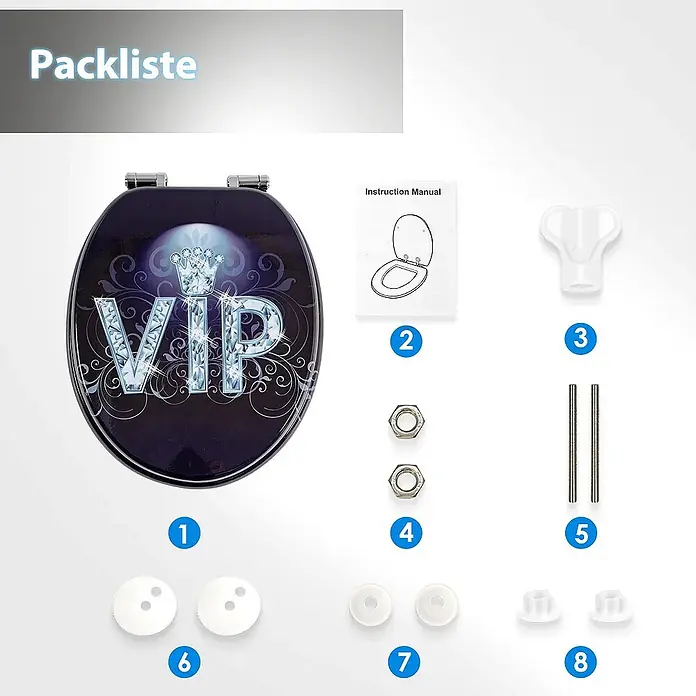 SAINOS WC-Sitz aus MDF, Violett, Universal-O-Form, Absenkautomatik - Soft-Close