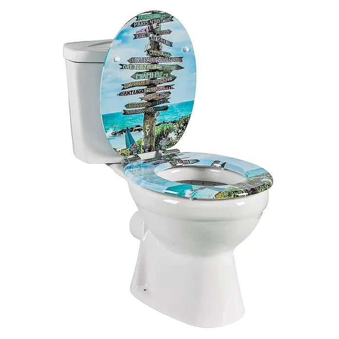 SAINOS WC-Sitz aus MDF, Blau, Universal-O-Form, Absenkautomatik - Soft-Close