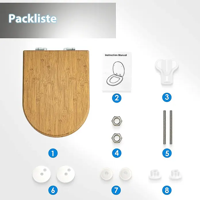 SAINOS WC-Sitz aus MDF, Braun Holzoptik, Universal-D-Form, Absenkautomatik - Soft-Close
