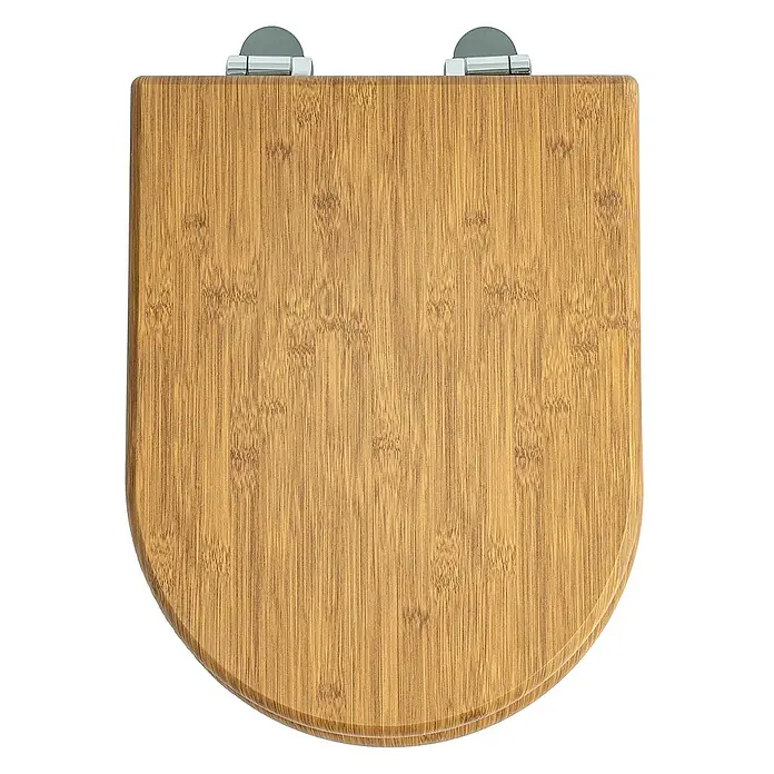 SAINOS WC-Sitz aus MDF, Braun Holzoptik, Universal-D-Form, Absenkautomatik - Soft-Close