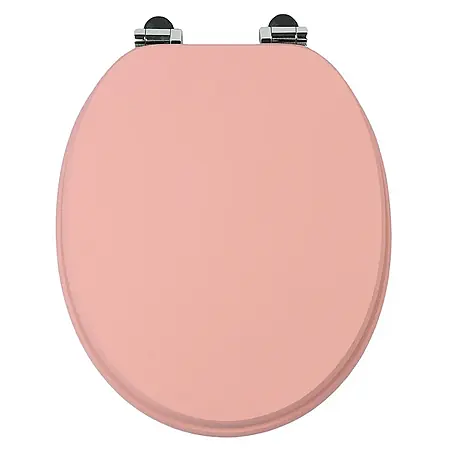 SAINOS WC-Sitz aus MDF, Uni Rosa, Universal-O-Form, Absenkautomatik(Soft-Close), Tragfähigkeit bis 190 kg, Bottomfix Montage