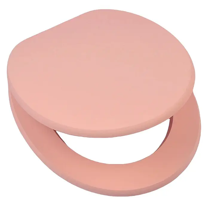 SAINOS WC-Sitz aus MDF, Uni Rosa, Universal-O-Form, Absenkautomatik - Soft-Close - Rosa Toilettensitz mit Deckel, aus robustem Material für Komfort und Hygiene.