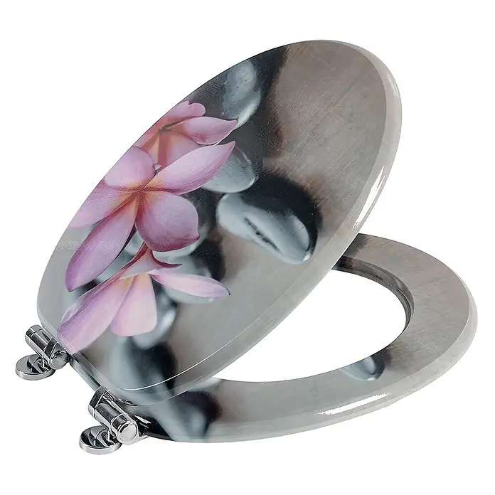 SAINOS WC-Sitz aus MDF, Blumen Zen Design, Universal-O-Form, Absenkautomatik - Soft-Close