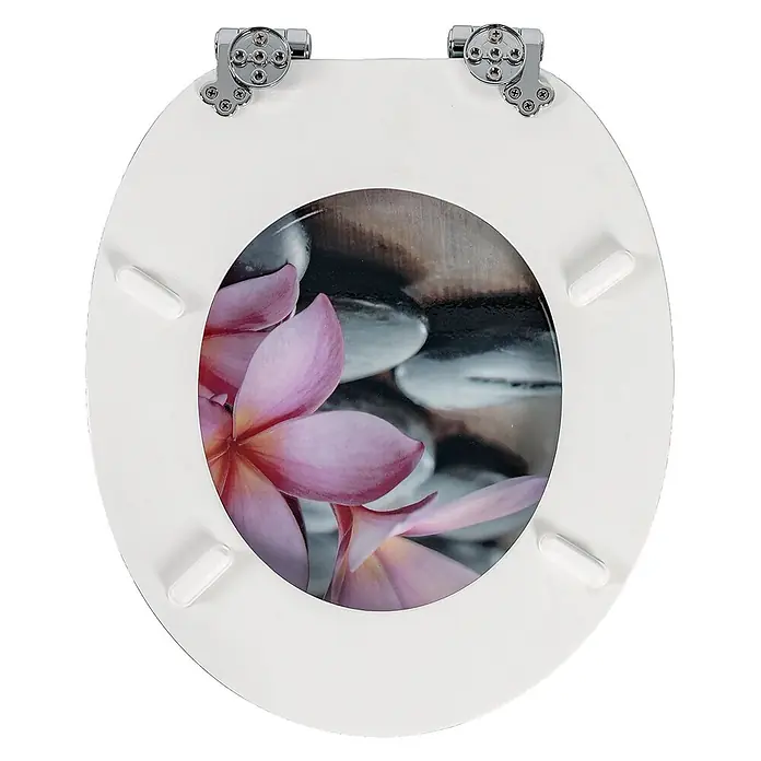 SAINOS WC-Sitz aus MDF, Blumen Zen Design, Universal-O-Form, Absenkautomatik - Soft-Close