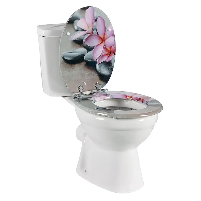 SAINOS WC-Sitz aus MDF, Blumen Zen Design, Universal-O-Form, Absenkautomatik - Soft-Close