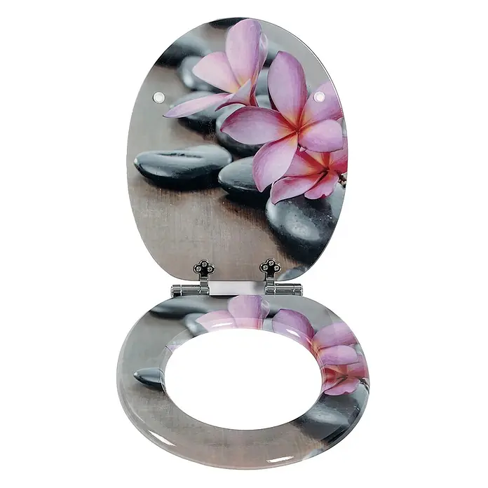 SAINOS WC-Sitz aus MDF, Blumen Zen Design, Universal-O-Form, Absenkautomatik - Soft-Close