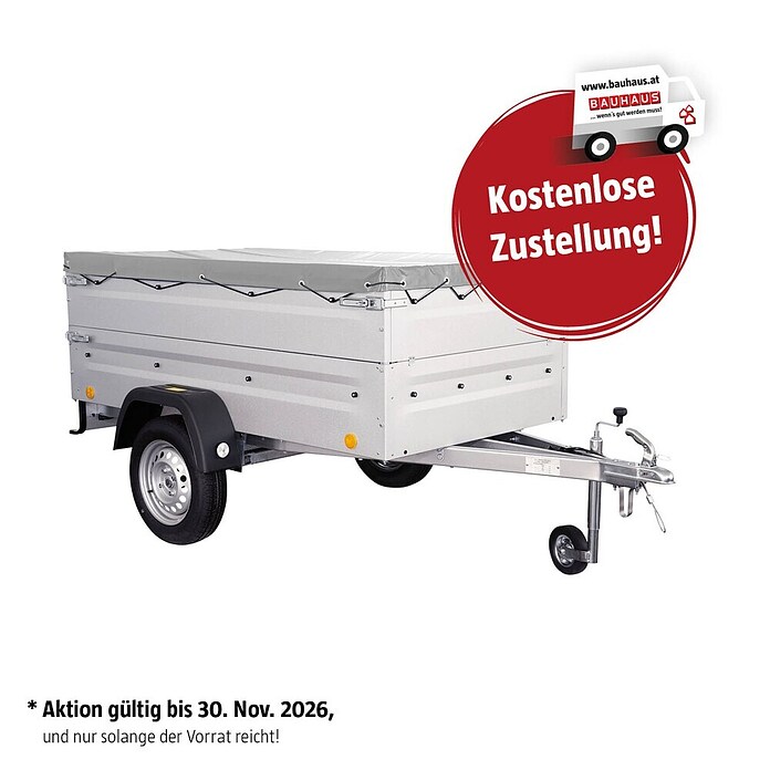Anhänger Tieflader TL-EU2 Set mit Aufsatzwände und Flachplane (Nutzlast: 635 kg, Kasteninnenmaß: 202 x 107,5 x 34.5 cm, Ungebremst) | BAUHAUS