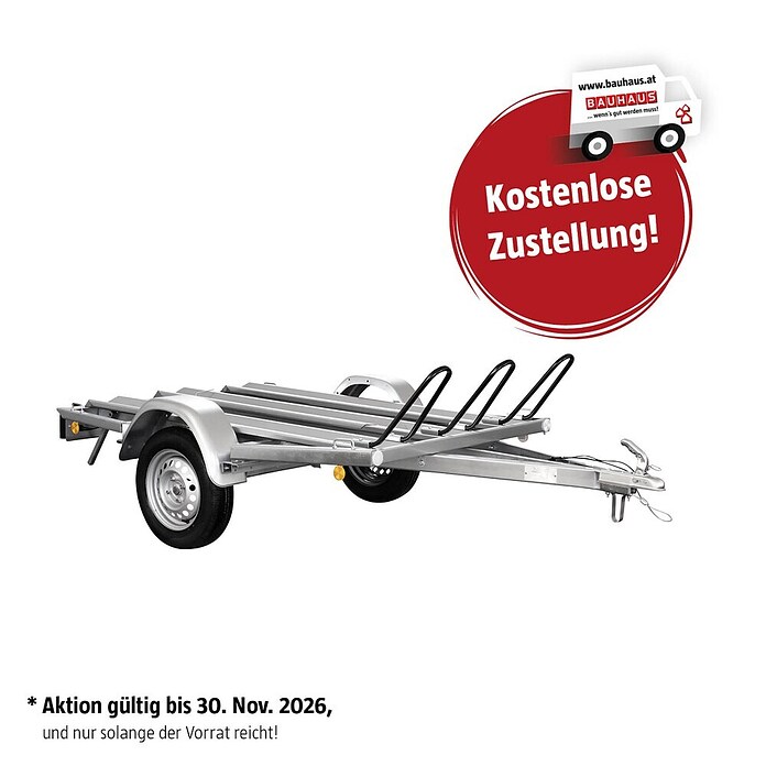 Motorradanhänger Moto MU2 mit 3 Stellschienen (L x B x H: 294,5 x 152 x 92 cm, Nutzlast: 599 kg) | BAUHAUS
