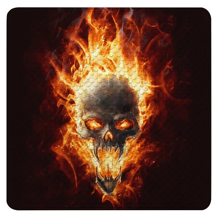 Badematte Totenkopf in Flammen -  - Gaming-Mauspad mit flammendem Totenkopf-Design.
