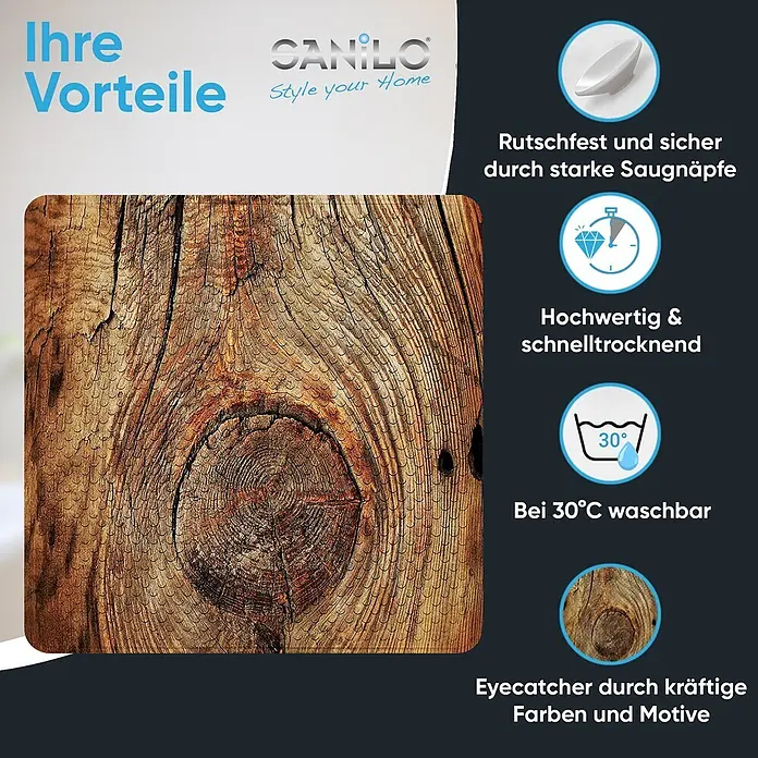 Badematte Rustikal -  - Badematte in Holzoptik mit realistischer Maserung und Ästen, rutschfest, schnelltrocknend und waschbar.