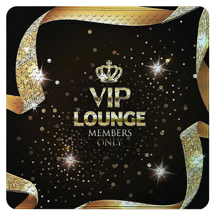 Badematte VIP Lounge -  - Luxuriöses schwarz-goldenes VIP Lounge Schild mit Krone und funkelnden Details.