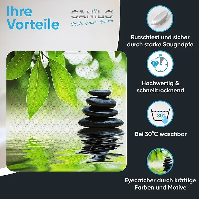 Badematte Harmony -  - Badematte mit rutschfesten Saugnäpfen, schnelltrocknend, bei 30°C waschbar und ansprechendem Naturmotiv.