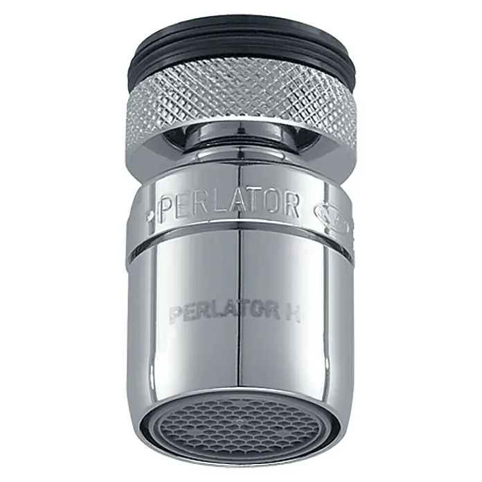 Neoperl Wassersparstrahlregler Honeycomb - M22/M24, 1 Stk., 7 l/min - Nahaufnahme eines PERLATOR Wasserhahn-Strahlreglers aus Chrom, der Wasser spart und Spritzer reduziert. Perfekt für Küche und Bad.