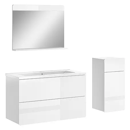 Badmöbel-Set Izan 100 cm Weiß Hochglanz Art.-Nr. 71721