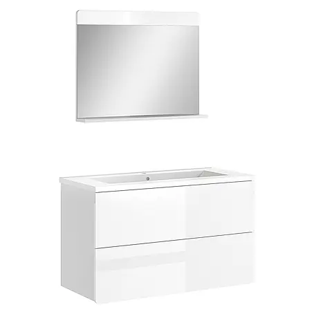 Badmöbel-Set Izan 100 cm Weiß Hochglanz Art.-Nr. 71720