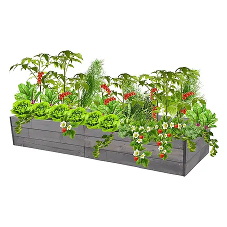Hochbeete Growline Holz | HxBxT 27x163x80 cm | Kieferholz | Grau