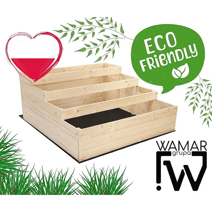 Hochbeete TREPPEN Holz | HxBxT 54x30x120 cm | Holz | Grau -  - Gestuftes Hochbeet aus hellem Holz mit drei Ebenen.