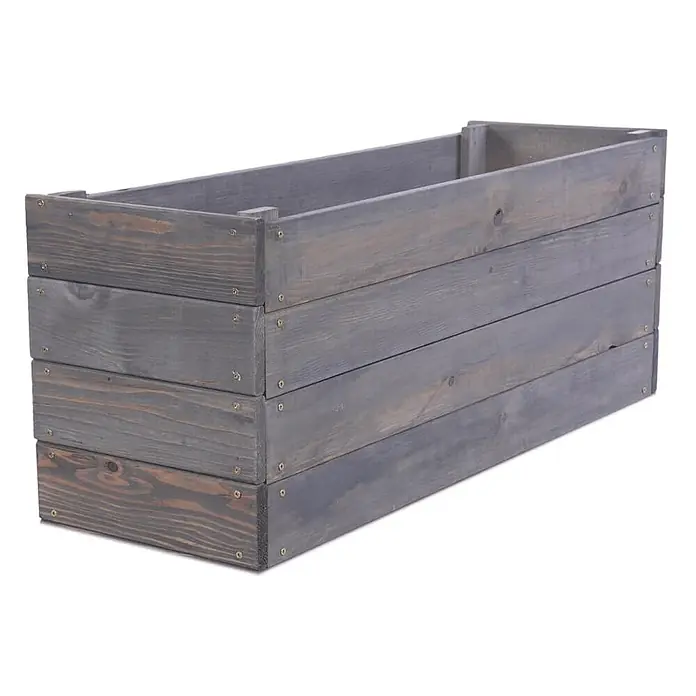 Hochbeete Growline Holz | HxBxT 36x103x30 cm | Kieferholz | Grau -  - Rechteckiges Hochbeet aus vergrauten Holzbrettern, ideal für Pflanzen.
