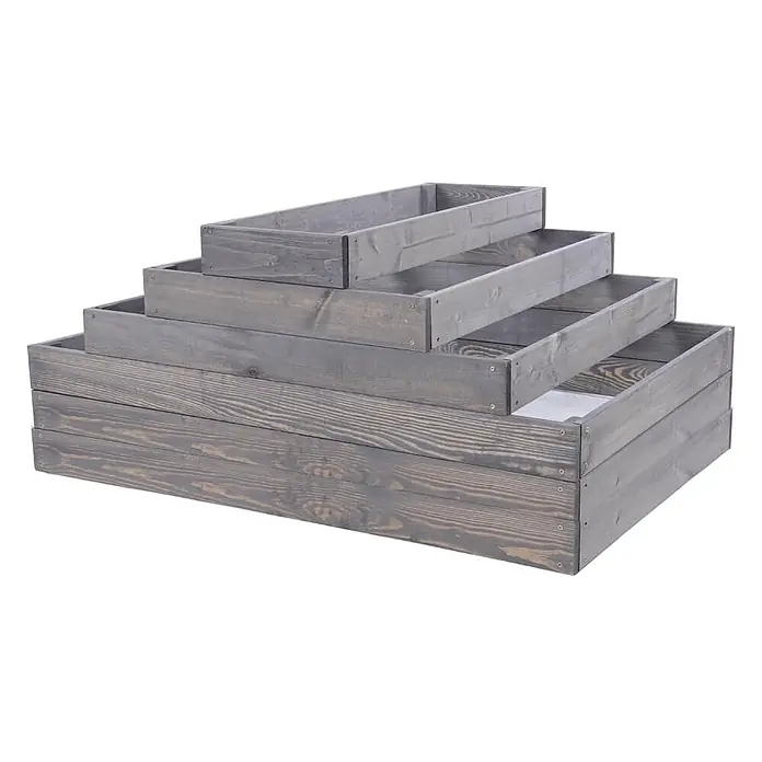 Hochbeete GardenStep Holz | HxBxT 27x90x120cm | 3 Ebenen | Holz | Grau -  - Gestuftes Hochbeet aus grau gebeiztem Holz.