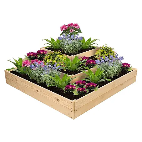 Hochbeete TREPPEN Holz | HxBxT 45x119x119 cm | Holz | Natur