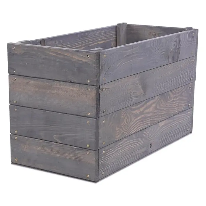 Hochbeete Growline Holz | HxBxT 36x63x30 cm | Kieferholz | Grau -  - Eine rechteckige dunkelgraue Holzkiste mit sichtbarer Maserung, aus horizontalen Brettern gefertigt.