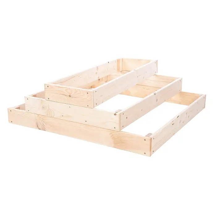 Hochbeete GardenStep Holz | HxBxT 27x90x60cm | 3 Ebenen | Holz | Natur -  - Drei gestufte Hochbeetrahmen aus hellem Holz.