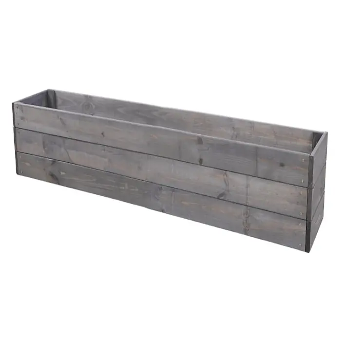 Hochbeete Growline Holz | HxBxT 27x120x30 cm | Kieferholz | Grau -  - Länglicher rechteckiger Pflanzkasten aus grauem, verwittertem Holz.