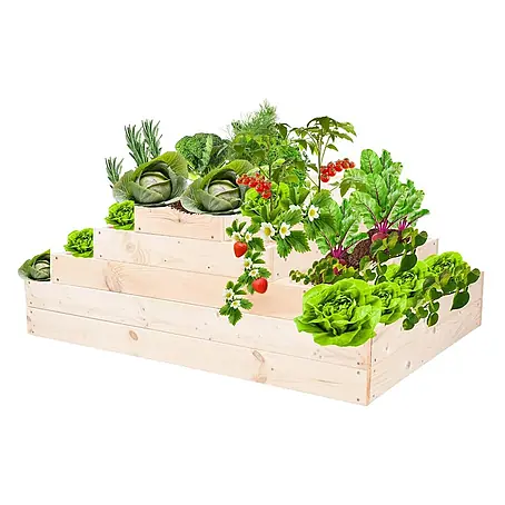 Hochbeete GardenStep Holz | HxBxT 45x117x90cm | 4 Ebenen | Holz | Natur