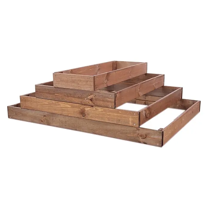 Hochbeete GardenStep Holz | HxBxT 36x117x60cm | 4 Ebenen | Holz | Braun -  - Braun gebeizte Hochbeete aus Holz in Treppenform.